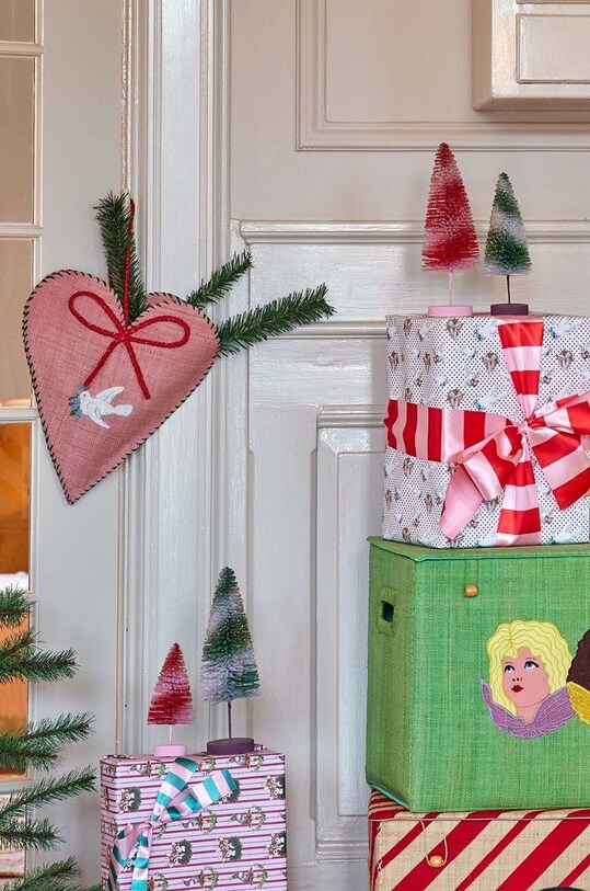 Лайфстайл Новогодняя декорация Rice Large Heart Raffia Christmas RAFOR.HEA мультиколор