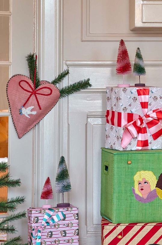 Лайфстайл Новорічна прикраса Rice Large Heart Raffia Christmas RAFOR.HEA барвистий