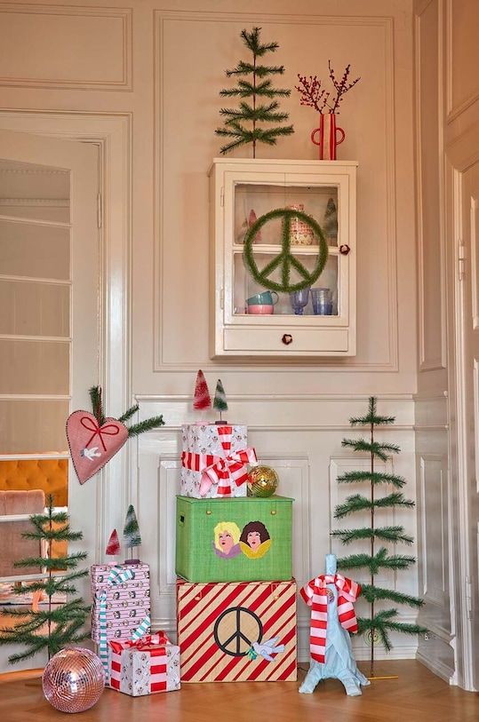 Новорічна прикраса Rice Large Heart Raffia Christmas барвистий RAFOR.HEA