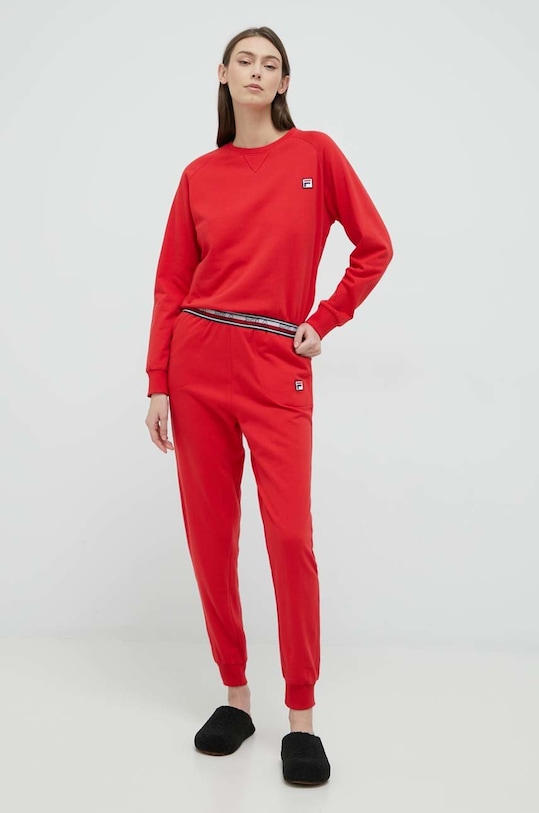 Fila dres lounge bawełniany aplikacja czerwony FPW4095