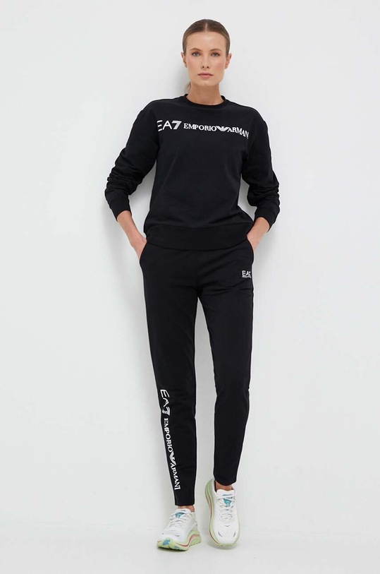 EA7 Emporio Armani melegítő szett elasztánnal fekete 8NTV54.TJCQZ