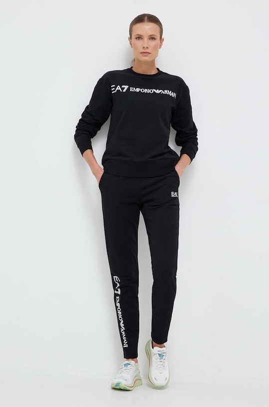 EA7 Emporio Armani melegítő szett elasztánnal fekete 8NTV54.TJCQZ