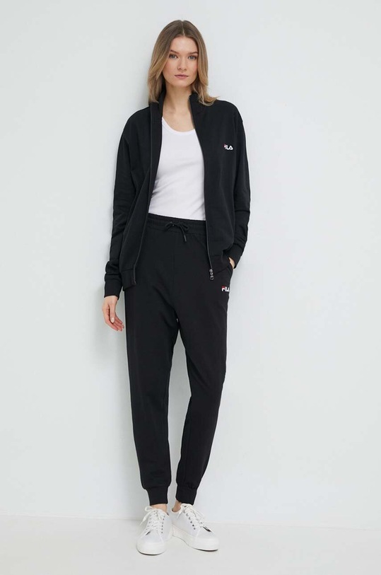 Bavlněná tepláková souprava Fila pletenina černá FPS4114