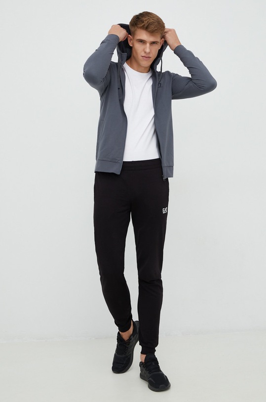 EA7 Emporio Armani dres bawełniany nadruk szary 8NPV80.PJ05Z