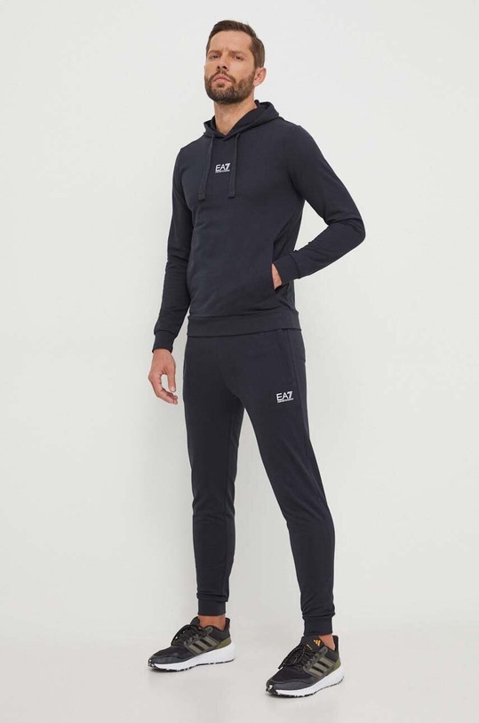 Bavlněná tepláková souprava EA7 Emporio Armani potisk námořnická modř 8NPV81.PJ05Z