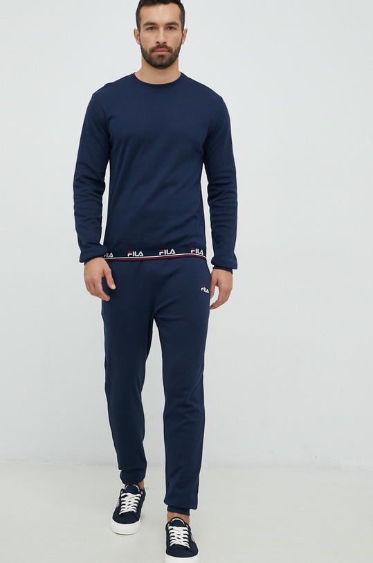Fila dres lounge bawełniany aplikacja granatowy FPW1115
