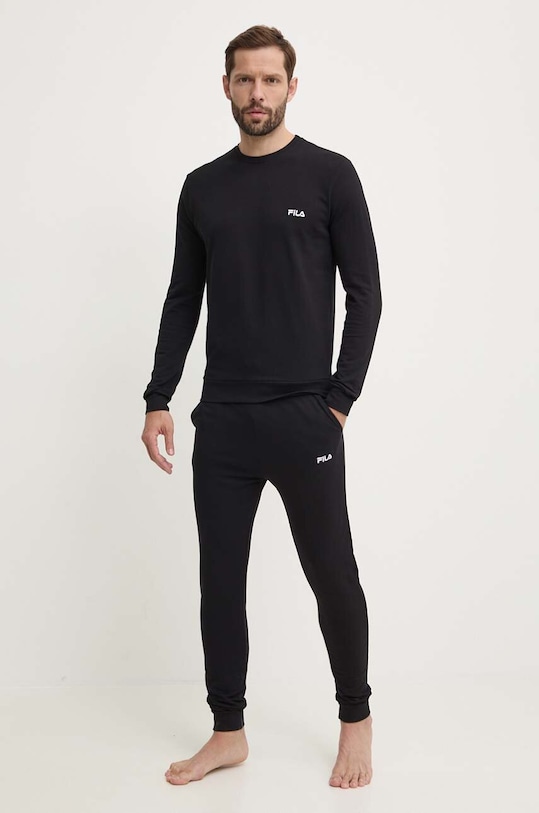 Bavlněná tepláková souprava Fila pletenina černá FPS1173