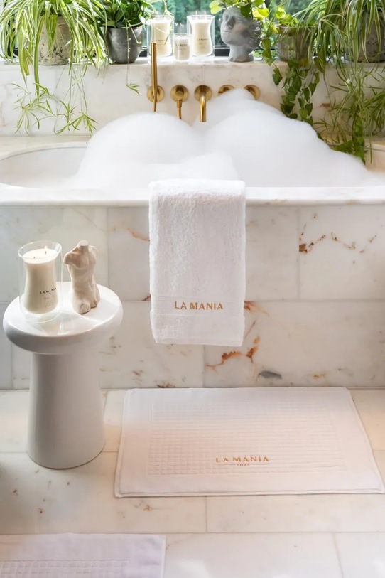 Μπάνιο Βαμβακερό χαλάκι μπάνιου La Mania White Premium 70 x 50 cm 5905090153405 λευκό