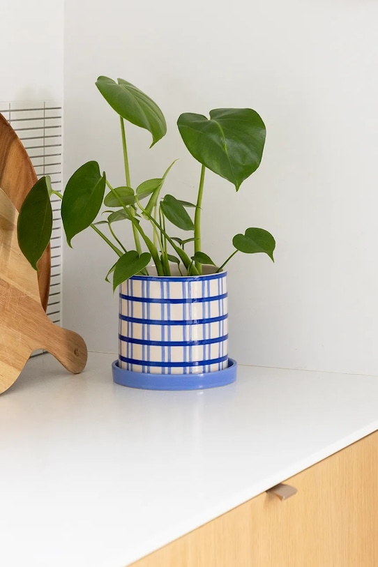 Salotto e camera &k amsterdam vaso da fiori clash grid 2899.07 blu