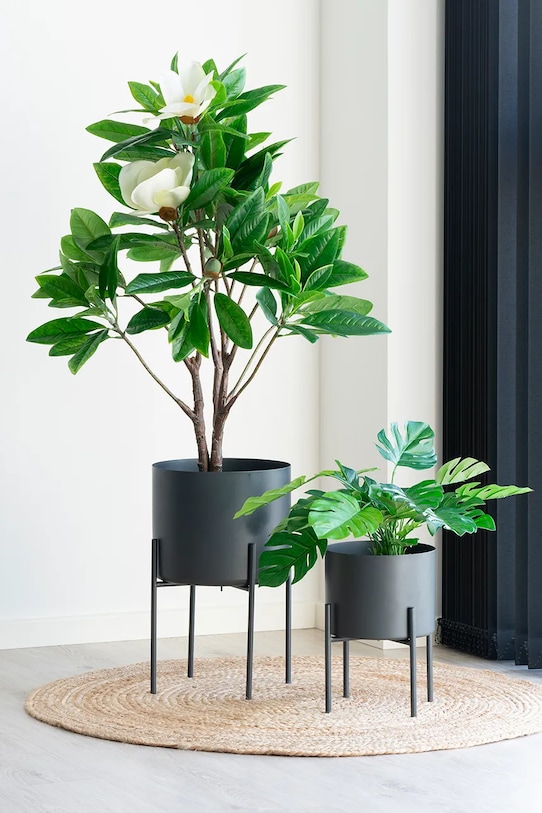 Living și dormitor House Nordic un set de capace pentru ghivece cu rame Pavia 2-pack 9001175 gri