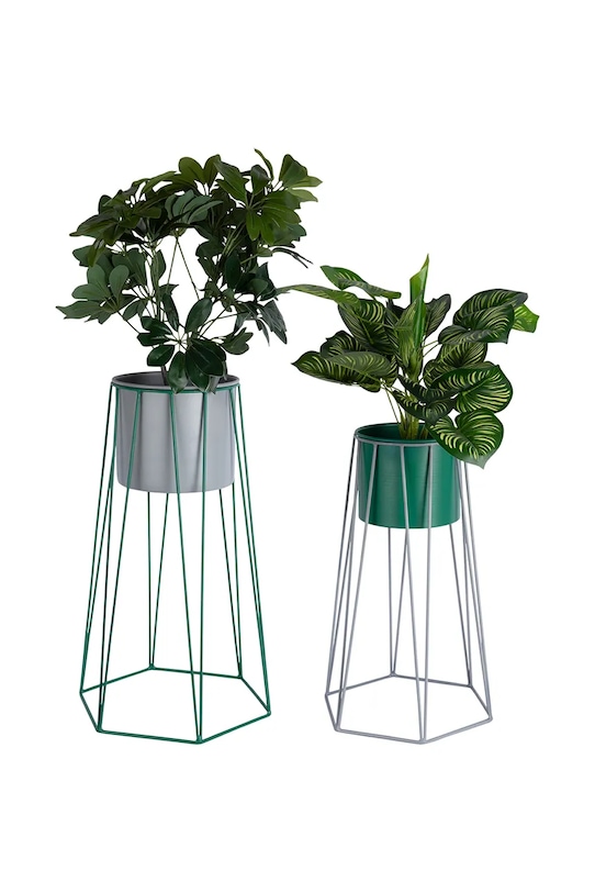 Present Time zestaw osłonek na doniczki ze stelażem z żelaza PT4386GR multicolor AA00