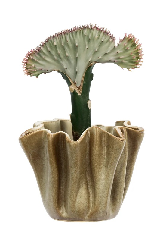 Madam Stoltz obal kvetináča dekoratívny z kameniny 14 x 12 cm HY25231.14 béžová AA00