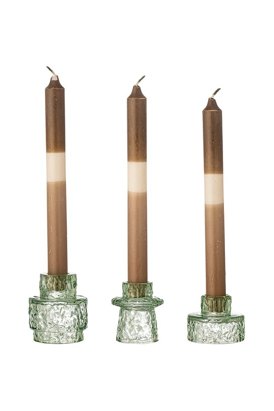 Obývací pokoj a ložnice Dekorativní svícen Bloomingville Delphia 3-pack 82061711 zelená