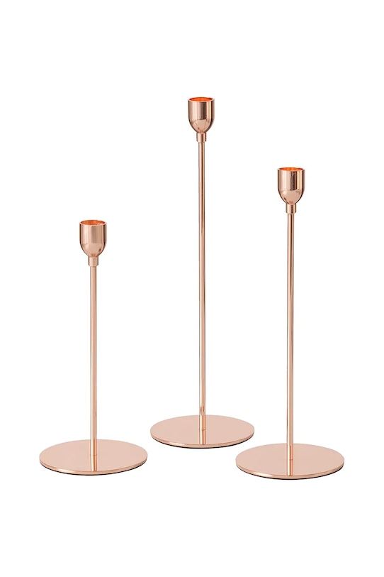 Boltze zestaw świeczników Malte 23 / 27 / 32 cm 3-pack różowy 2050053