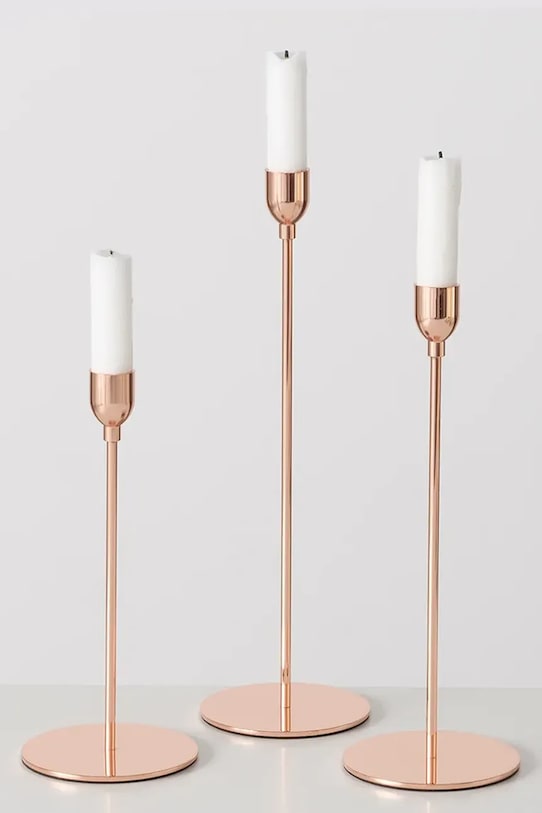 Boltze zestaw świeczników Malte 23 / 27 / 32 cm 3-pack 2050053 różowy AA00