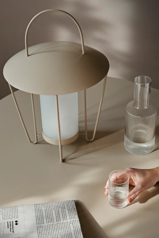 Salon i sypialnia ferm LIVING latarenka Abri Lantern 1104269028 beżowy