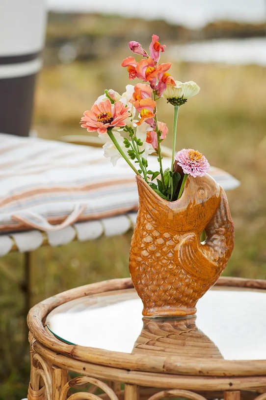 Salon i sypialnia Madam Stoltz wazon dekoracyjny HY16477.24.M pomarańczowy