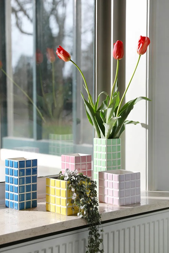 &k amsterdam wazon dekoracyjny tile mint 28 cm 3530.02 turkusowy AA00