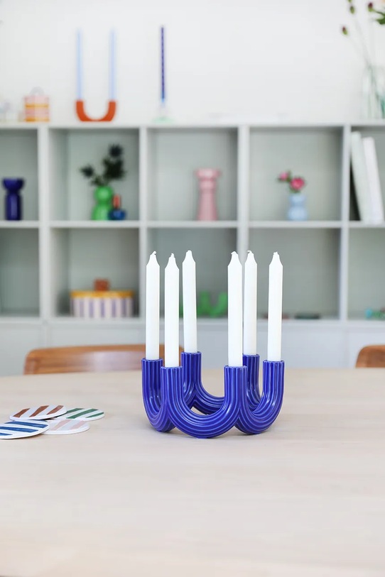Salon i sypialnia &k amsterdam świecznik dekoracyjny churros blue 11 cm 1476.01 niebieski