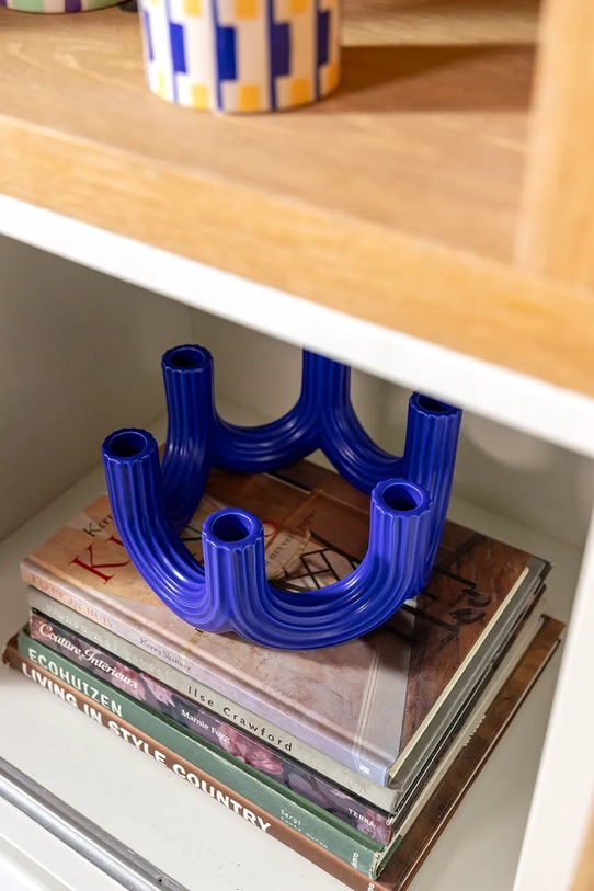 &k amsterdam świecznik dekoracyjny churros blue 11 cm 1476.01 niebieski
