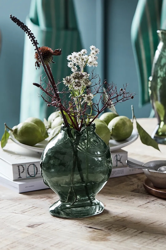 House Doctor wazon dekoracyjny HDFish 17,5 cm 202109203 turkusowy AA00