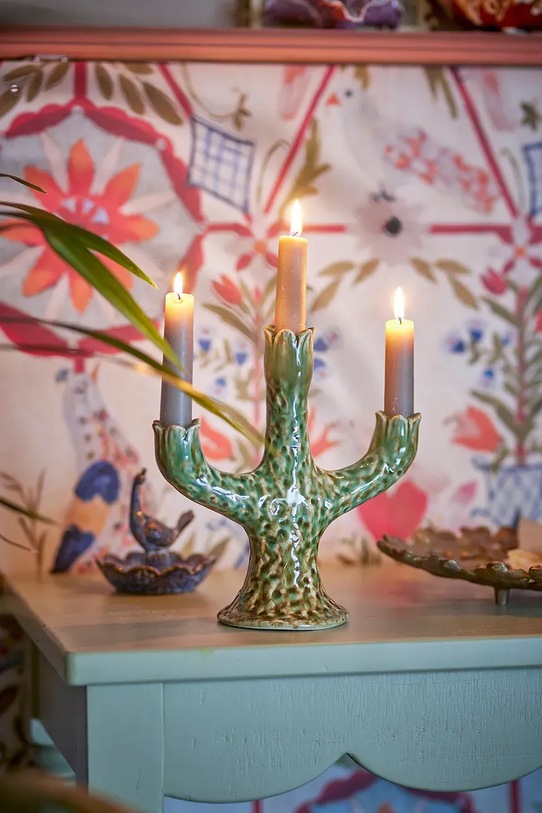 Bloomingville świecznik dekoracyjny Cyrill 21 x 21 x 10 cm zielony 82072563