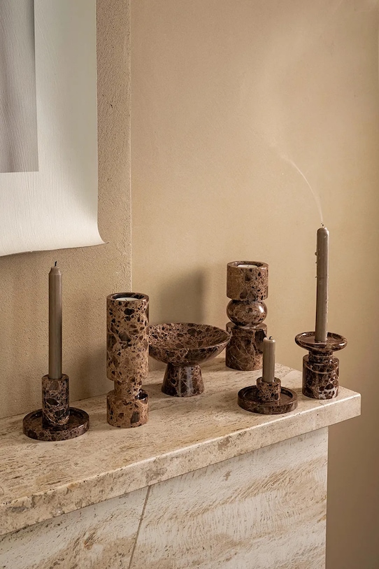 Salon i sypialnia vtwonen świecznik dekoracyjny 10,2 x 7,9 cm 52092316 brązowy