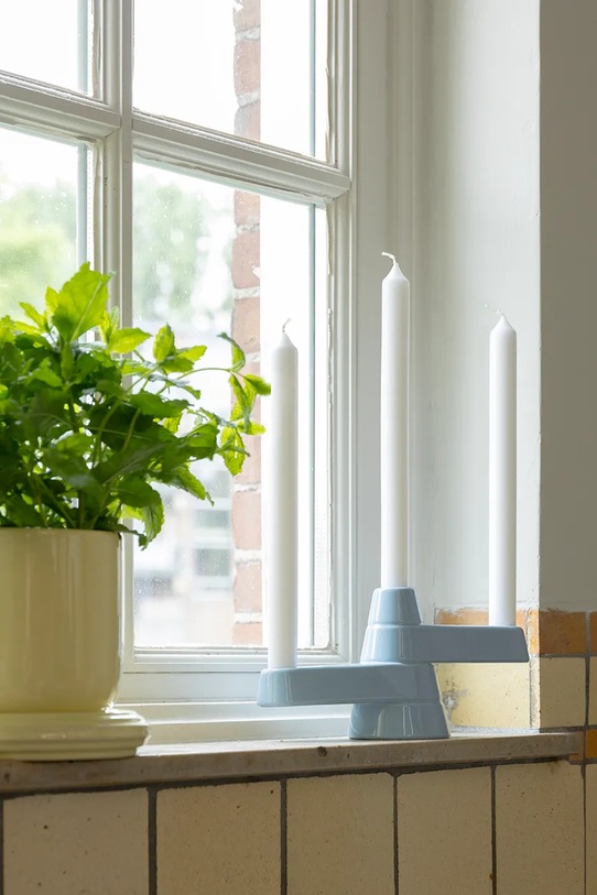 &k amsterdam świecznik dekoracyjny brute 25 x 8 x 12 cm niebieski 3246.03