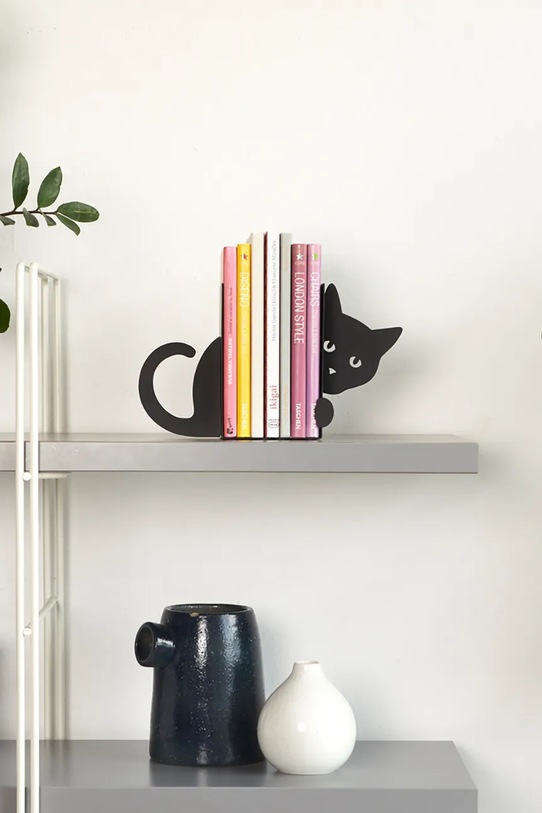 Salon i sypialnia Balvi podpórki do książek Hidden Cat 16 x 10 x 13,5 cm 2-pack 27563. czarny