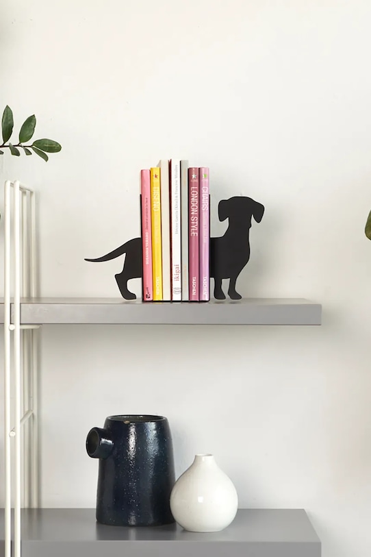 Salon i sypialnia Balvi podpórki do książek Teckel 16 x 10 x 13,5 cm 2-pack 27564 czarny