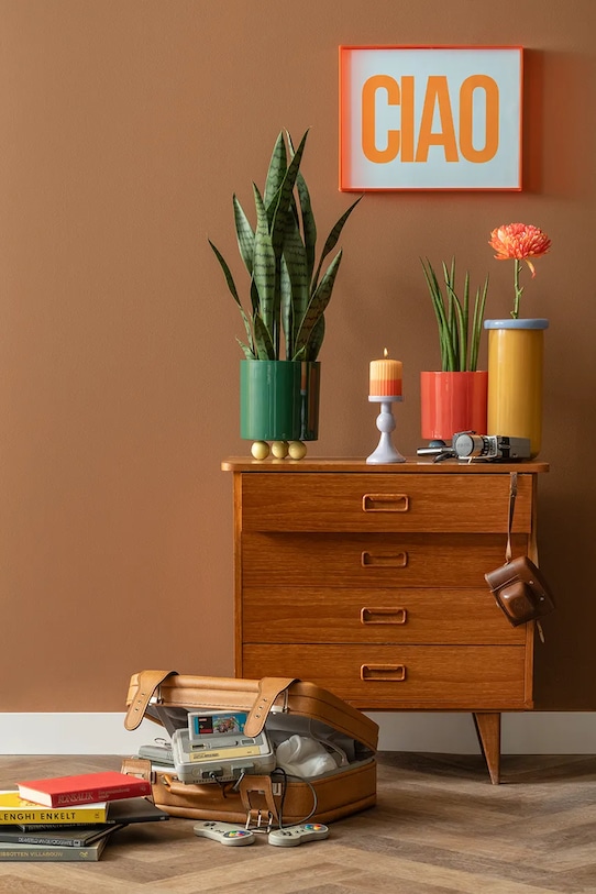 Living și dormitor Present Time vază decorativă Plegado XL PT4334YE portocaliu