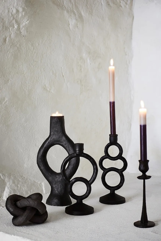 Salon i sypialnia Madam Stoltz świecznik dekoracyjny 26 cm DH.8091 czarny