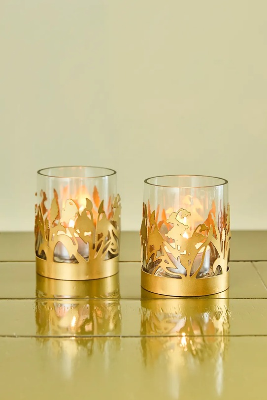 Salon i sypialnia House Doctor świecznik dekoracyjny HDLily 9,5 x 7,5 cm 2-pack 900001254 żółty