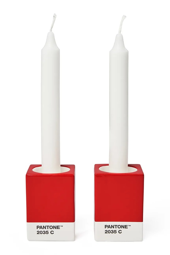 Pantone zestaw świeczników dekoracyjnych z porcelany 101722035 czerwony AA00