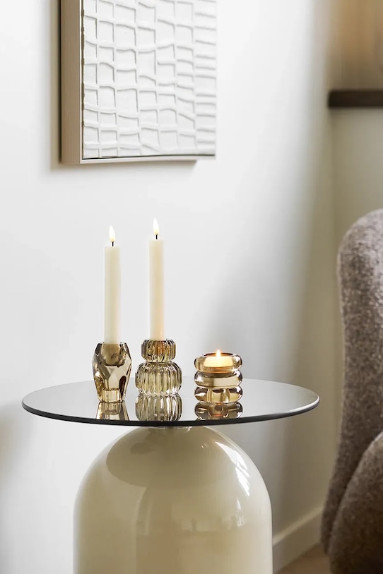 Obývacia izba a spálňa Dekoračný svietnik House Nordic 6,5 / 7,5 / 8 cm 3-pak 4561310 žltá