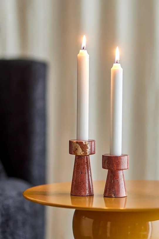 Salon i sypialnia Bloomingville zestaw świeczników dekoracyjny 82068568 czerwony