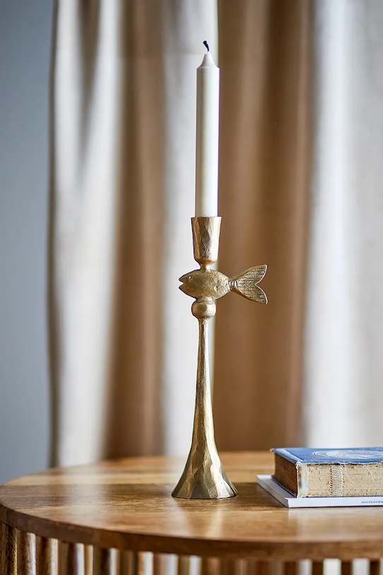 Salon i sypialnia Bloomingville świecznik dekoracyjny Capet 28 cm 82066571 brązowy