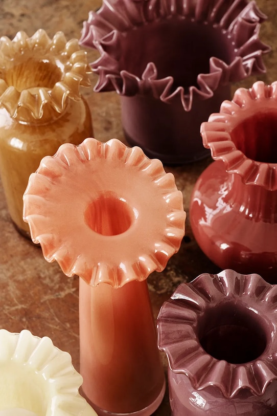 Salon i sypialnia Madam Stoltz wazon dekoracyjny ze szkła barwionego 12 x 19 cm 2402838B fioletowy