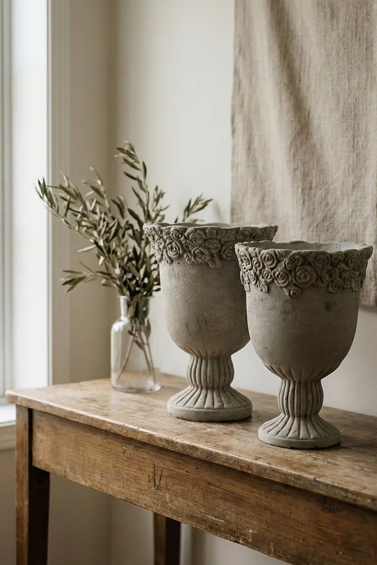 Salon i sypialnia Inne Wazon dekoracyjny 28 x 28 x 39 cm HTC2766 szary