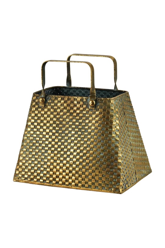 Inne wazon dekoracyjny z metalu postarzanego 24 x 17,5 x 25 cm żółty HIWE8325