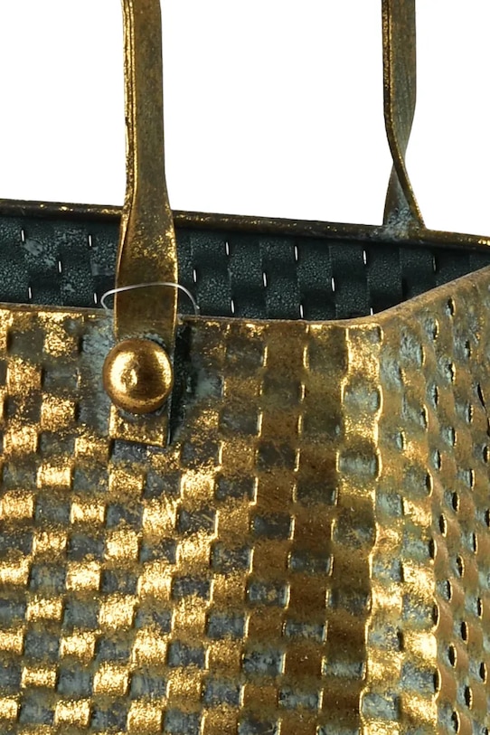 Inne wazon dekoracyjny z metalu postarzanego 24 x 17,5 x 25 cm HIWE8325 żółty AA00