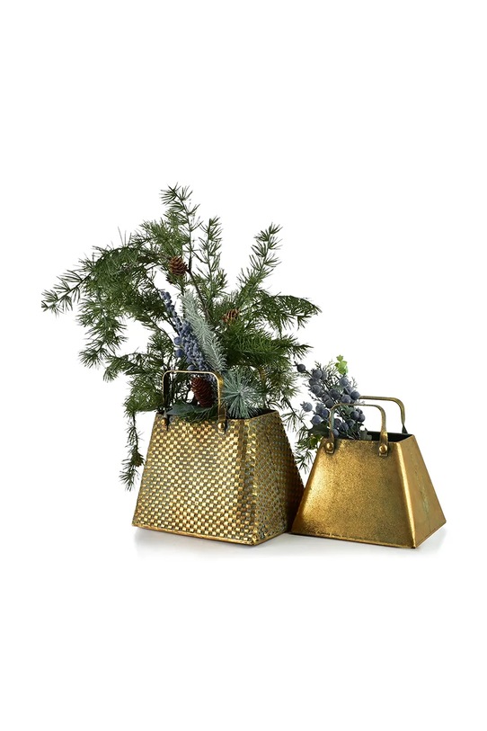 Salon i sypialnia Inne wazon dekoracyjny z metalu postarzanego 24 x 17,5 x 25 cm HIWE8325 żółty