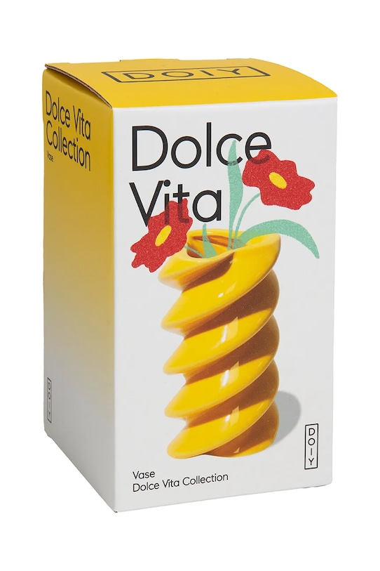 DOIY wazon dekoracyjny z ceramiki 8 x 8 x 14,5 cm DYVASDVF żółty