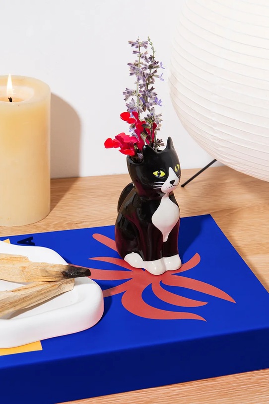 DOIY wazon dekoracyjny z ceramiki 5,3 x 7 x 11 cm czarny DYVASXSCAT