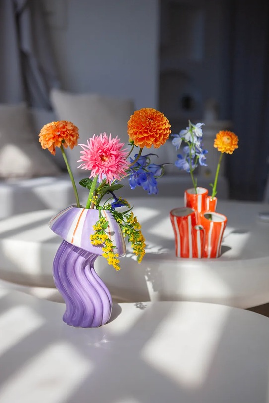 DOIY wazon dekoracyjny z ceramiki 13 x 13 x 18 cm fioletowy DYVASODJF