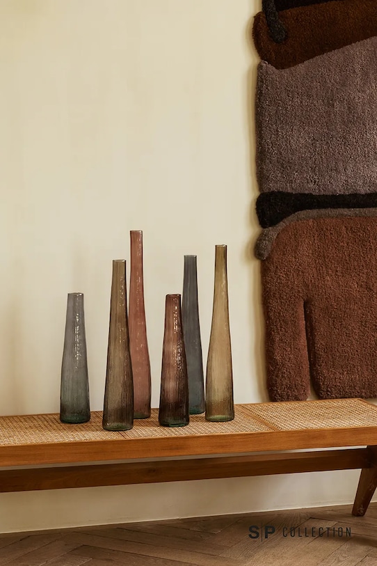 Obývacia izba a spálňa S|P Collection váza dekoratívna z farebného skla 9 x 40 cm 855015 zelená