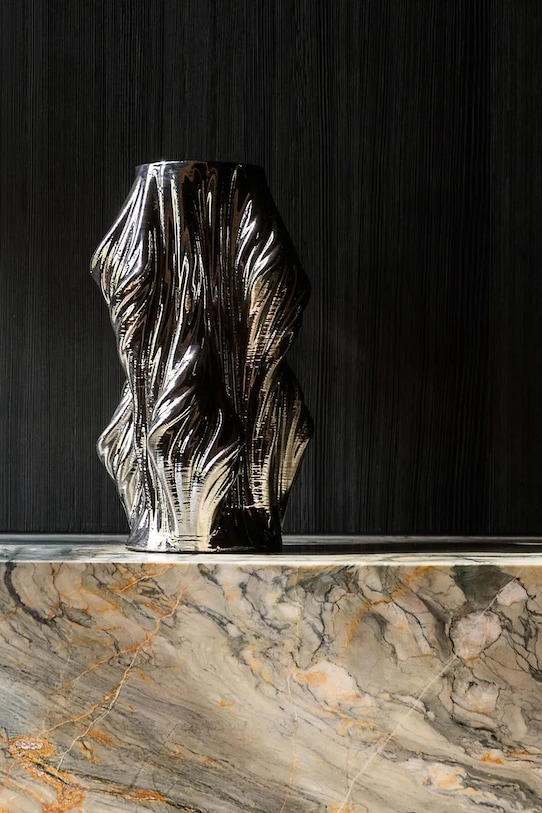 S|P Collection váza dekoratívna z kameniny 20 x 20 x 28,5 cm strieborná 820312