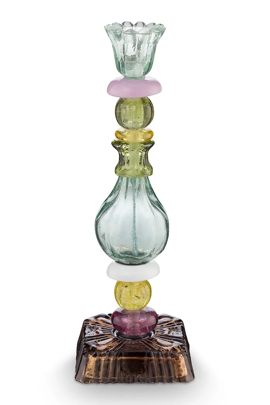 Pip Studio świecznik dekoracyjny ze szkła barwionego 9,5 x 9,5 x 28 cm multicolor 51092158