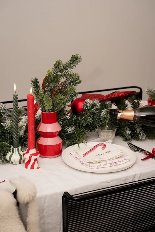 Salon i sypialnia Qué Rico wazon dekoracyjny z dolomitu 10 x 10 x 7,5 cm 148.01468 czerwony