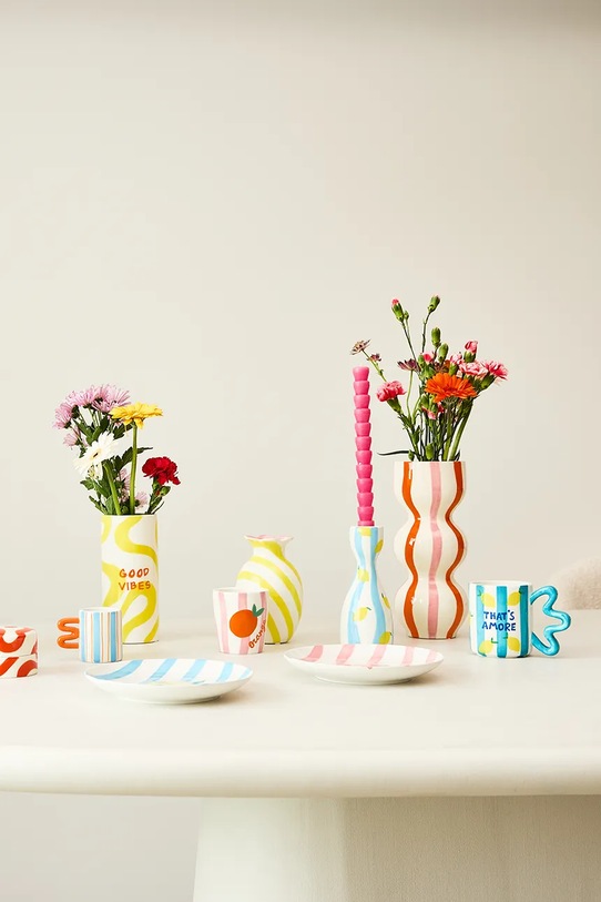 Qué Rico wazon dekoracyjny z dolomitu 8 x 8 x 18 cm multicolor 148.01563